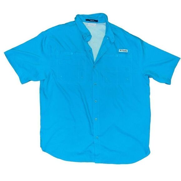 COLUMBIA Tamiami Blue Vented UPF 40 Shirt Size XL - Picture 1 of 7